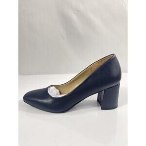 Naturalizer Warner Shoes Womens Size 10 Blue Block Heel Square Toe Pumps New